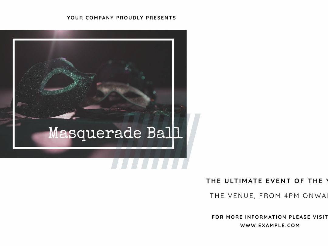 Elegant Masquerade Ball Invitation with Mysterious Mask