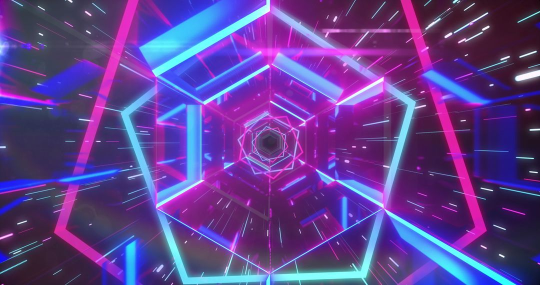 Futuristic Neon Tunnels and Geometric Shapes in Motion