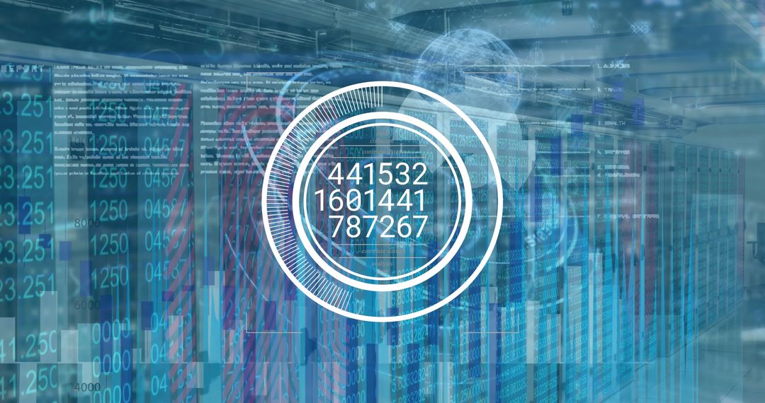 Binary coding and digital eye interface symbolizing data security