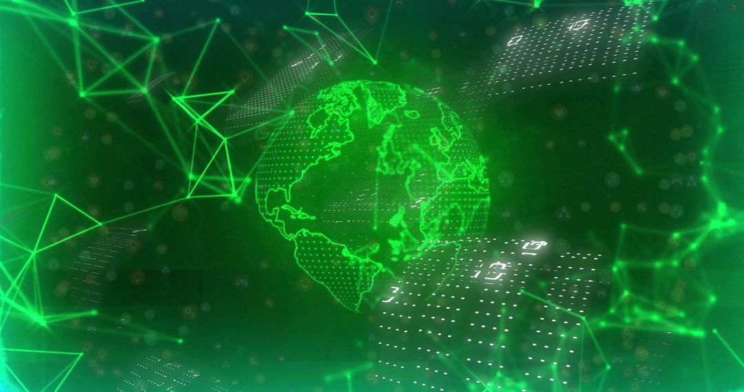 digital earth with green binary code network connections - Free Images, Stock Photos and Pictures on Pikwizard.com
