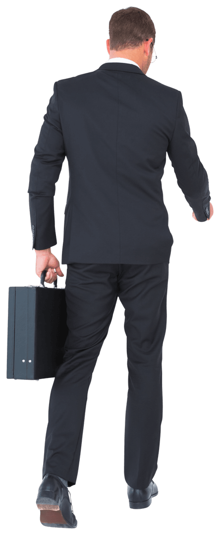 Transparent Businessman Walking with Briefcase in Suit