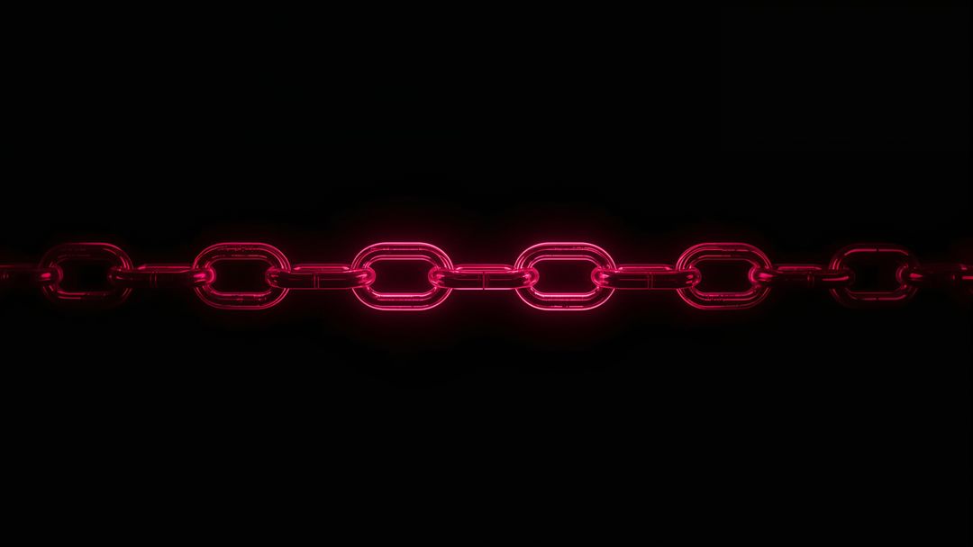 Glowing Red Neon Chain on Black Background