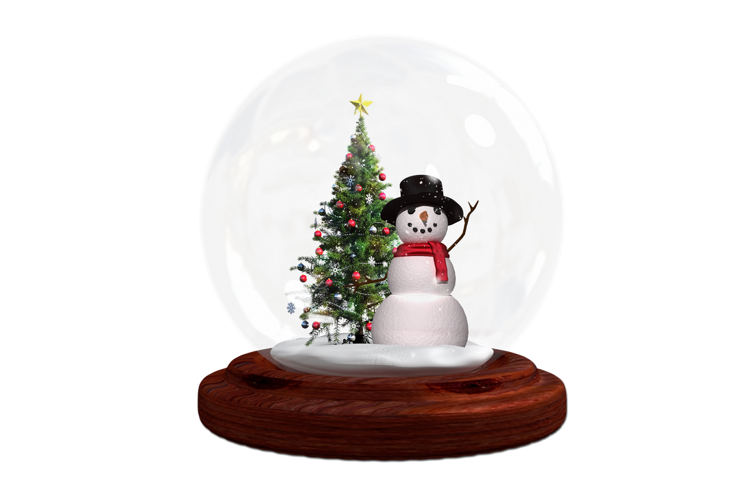 Transparent Snow Globe with Festive Snowman and Christmas Tree - Download Free Stock Images Pikwizard.com