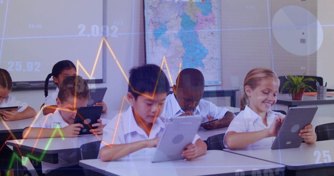 Children Engaged with Tablets in Connected Classroom Innovation