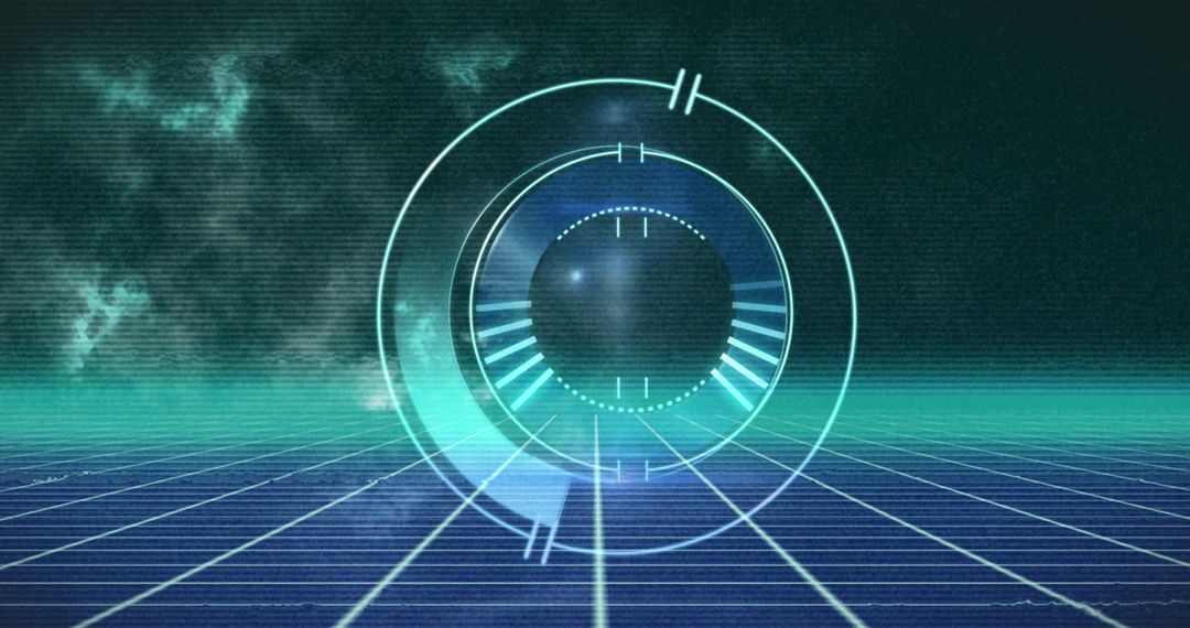 Futuristic Digital Interface with Glowing Elements on Grid