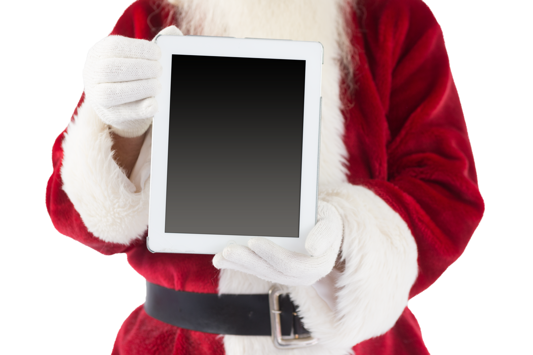 Transparent Santa Claus Holding Tablet with Black Screen - Download Free Stock Images Pikwizard.com