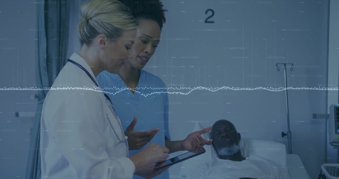 Healthcare Professionals Analyzing Patient Data on Tablet