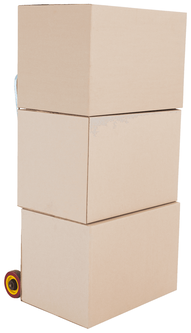 Cardboard Boxes on Hand Truck Transparent Background