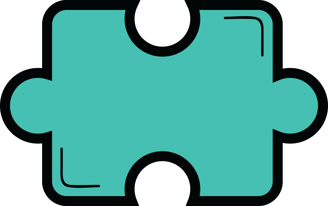 Vector Illustration of Blue Puzzle Piece on Transparent Background