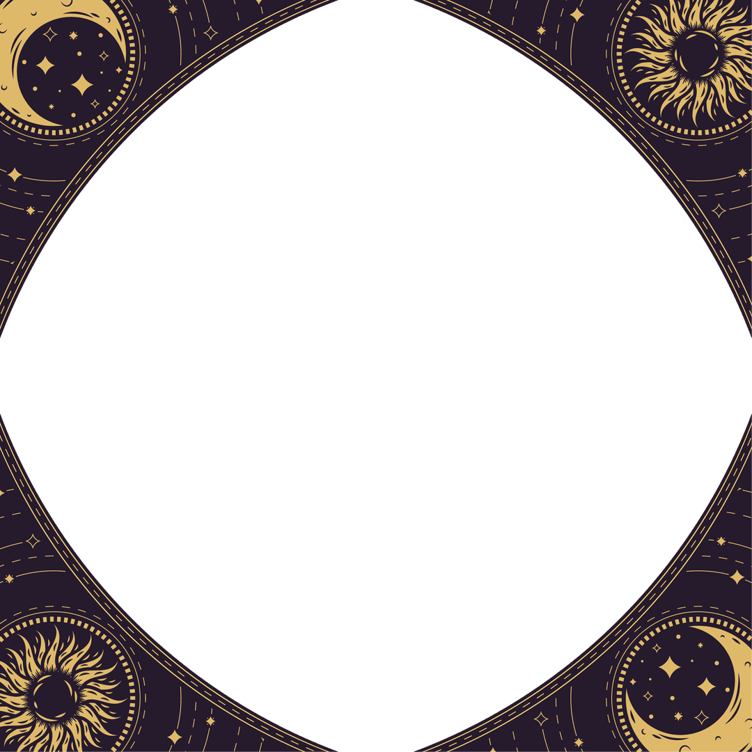 Elegant Sun and Moon Frame with Transparent Background