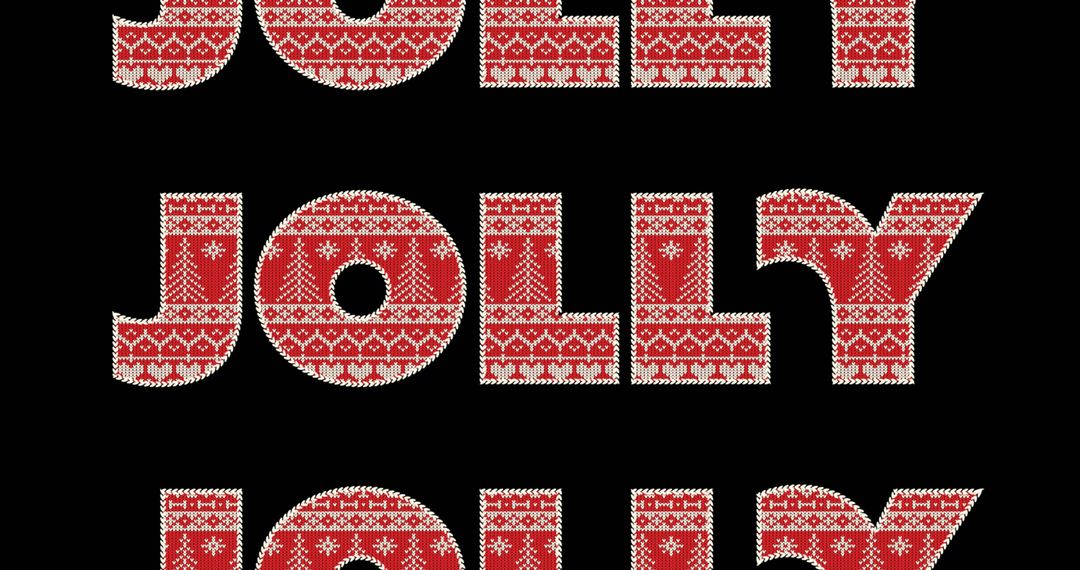Festive Jolly Text with Nordic Knitted Pattern on Black Background