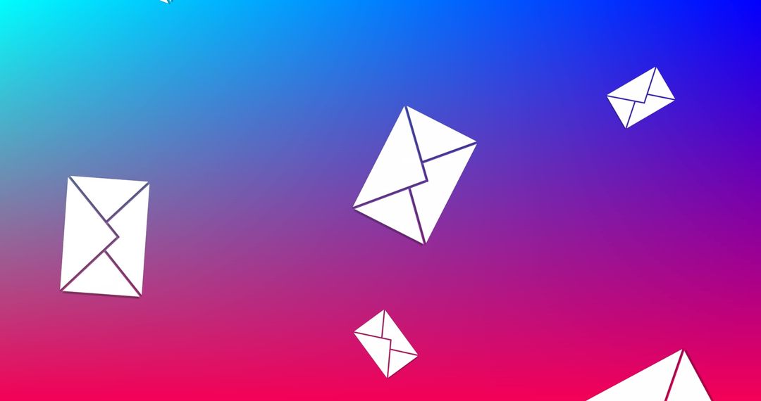 Falling Message Icons on Vibrant Gradient Background