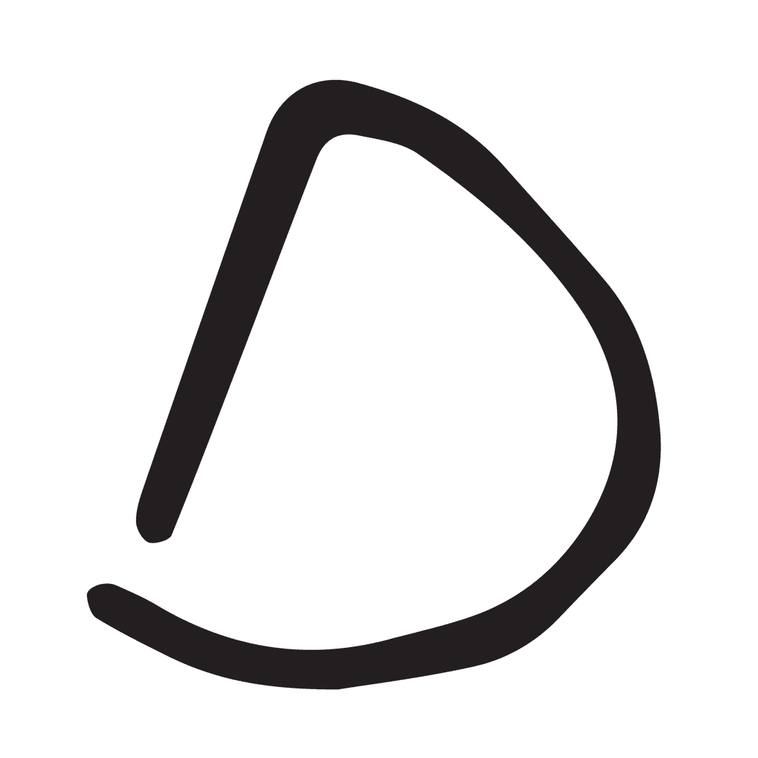 Black Letter D Illustration on Transparent Background