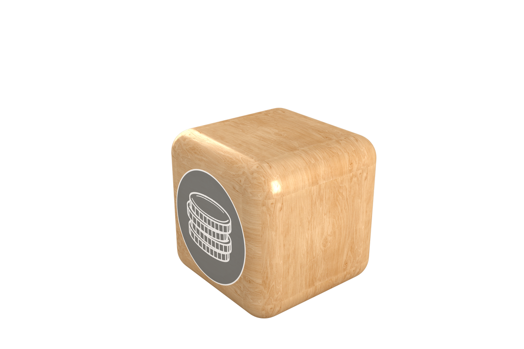 Wooden Cube with Coin Symbol Isolated on Transparent Background - Download Free Stock Images Pikwizard.com