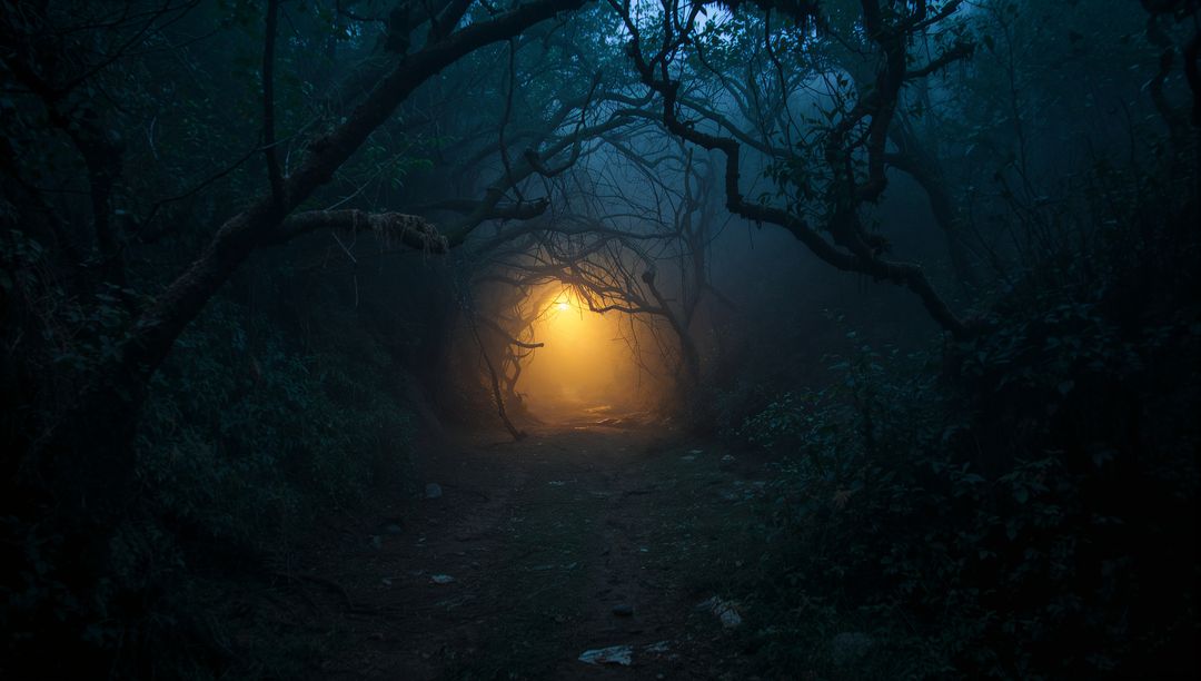 Enchanted Forest Tunnel Illuminated by Mystical Light