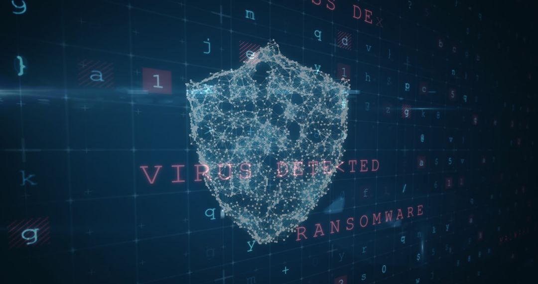 Cyber Security Warning with Digital Shield and Threat Alert