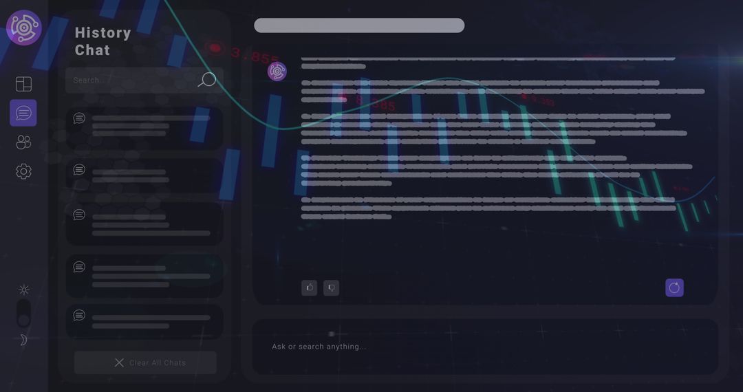 Futuristic AI Chat Interface with Data Diagrams