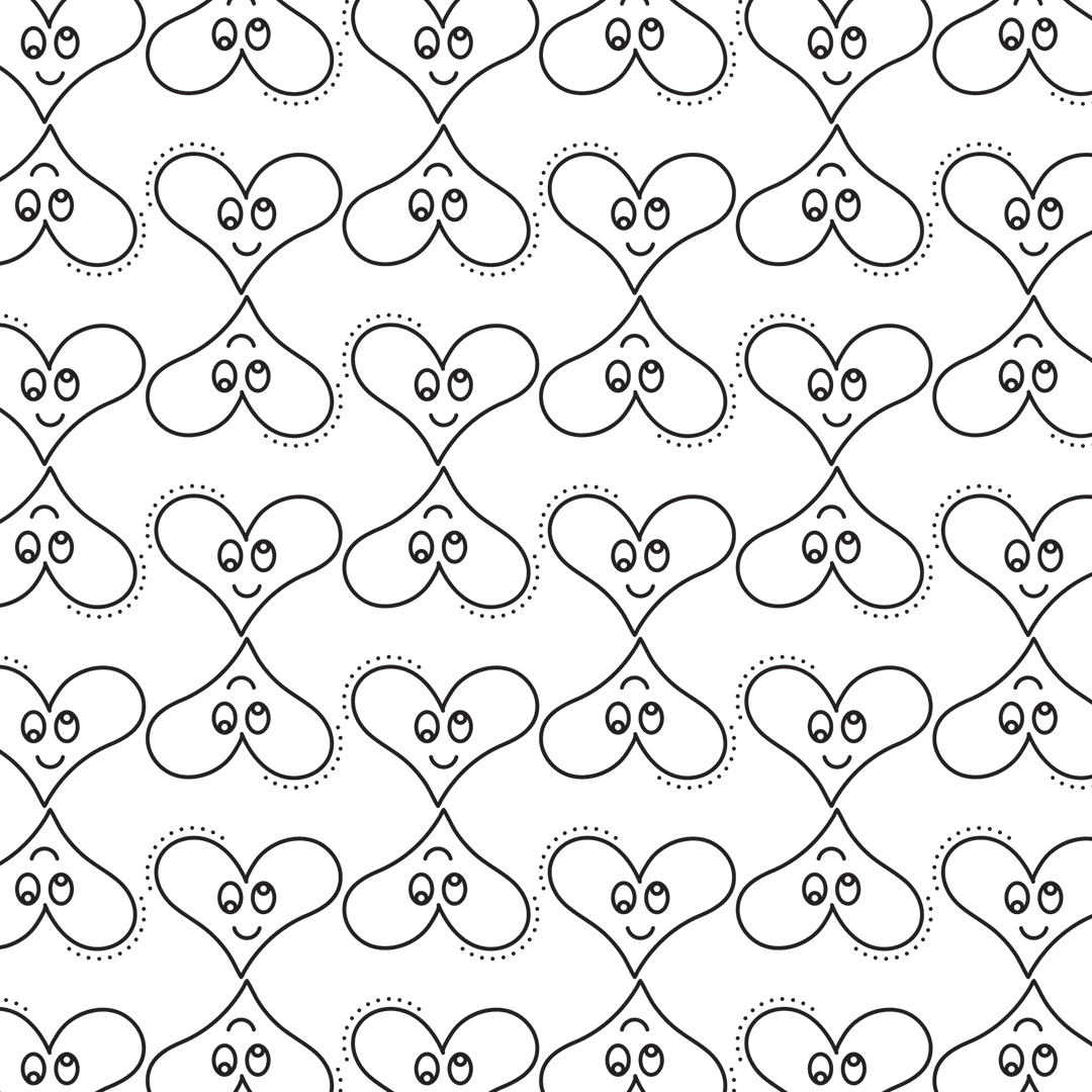 Transparent Pattern with Decorative Hearts and Faces Loop