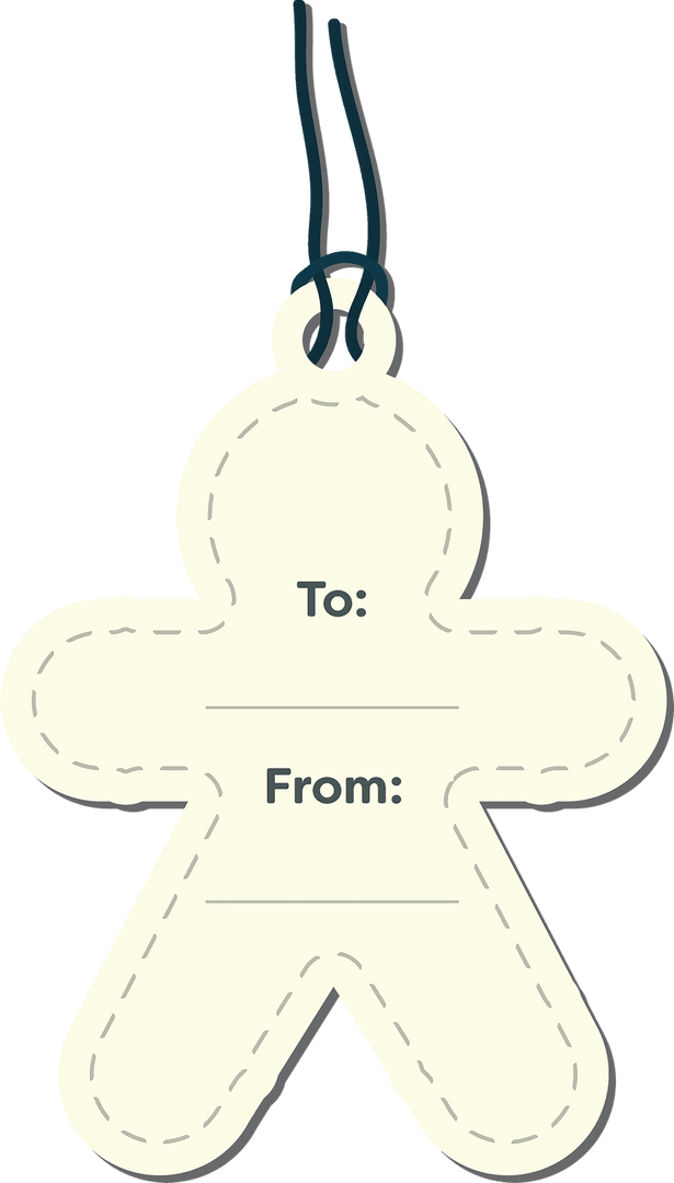 Transparent Gingerbread Man Gift Tag with Copy Space