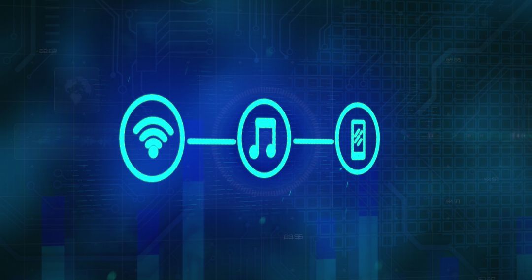 Futuristic Tech Icons Representing Data Connectivity