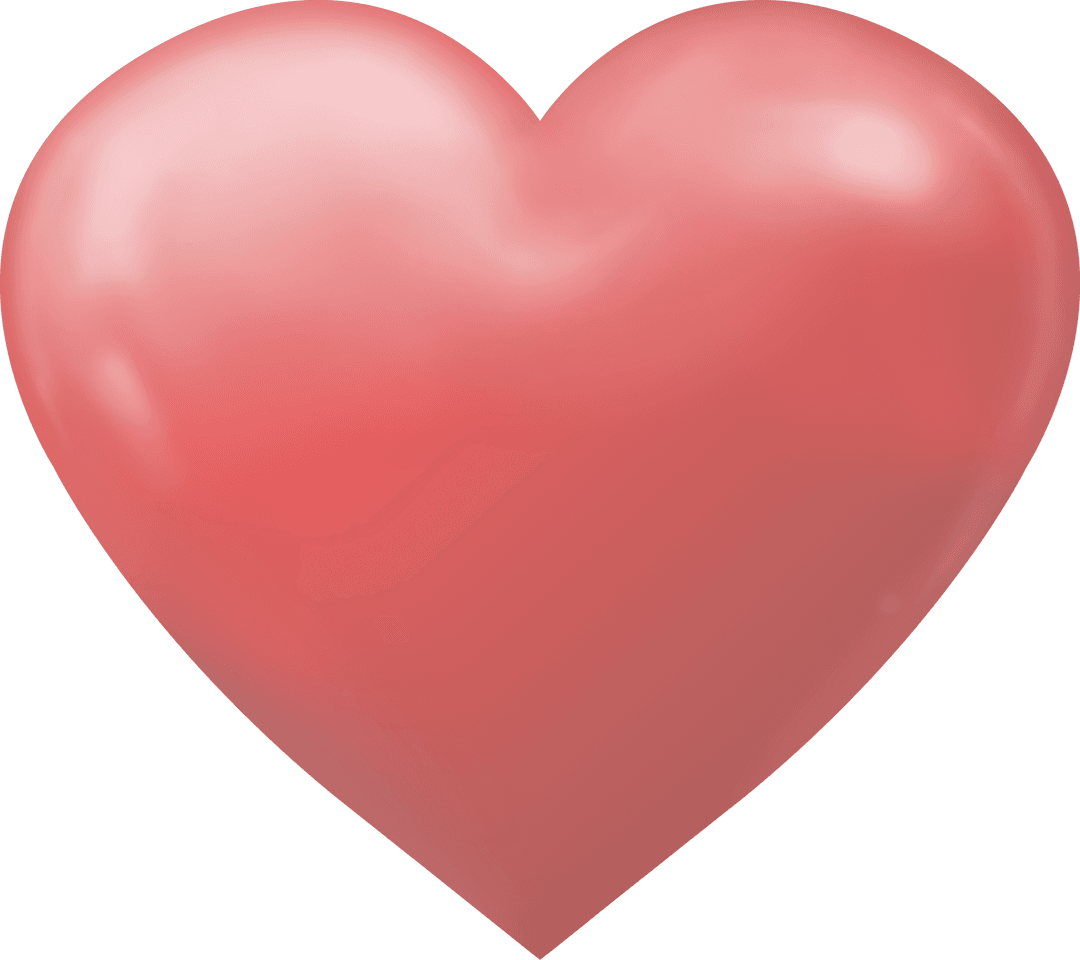 Bright Red Shiny Heart on Transparent Background