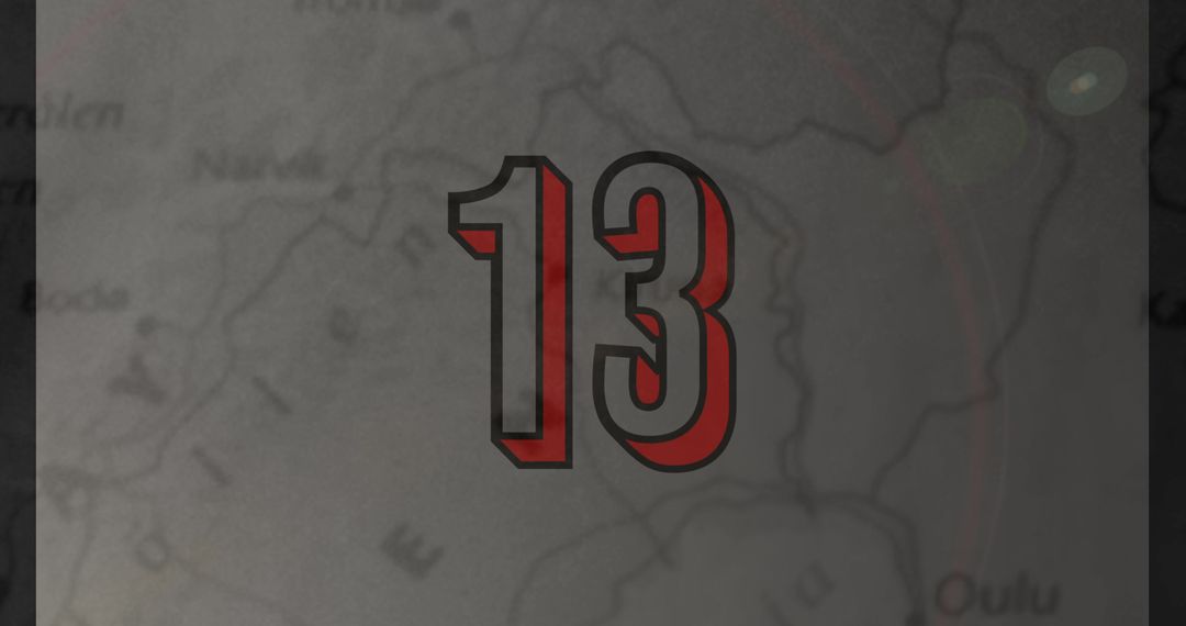 Grunge Red and White Number 13 on Distressed Background