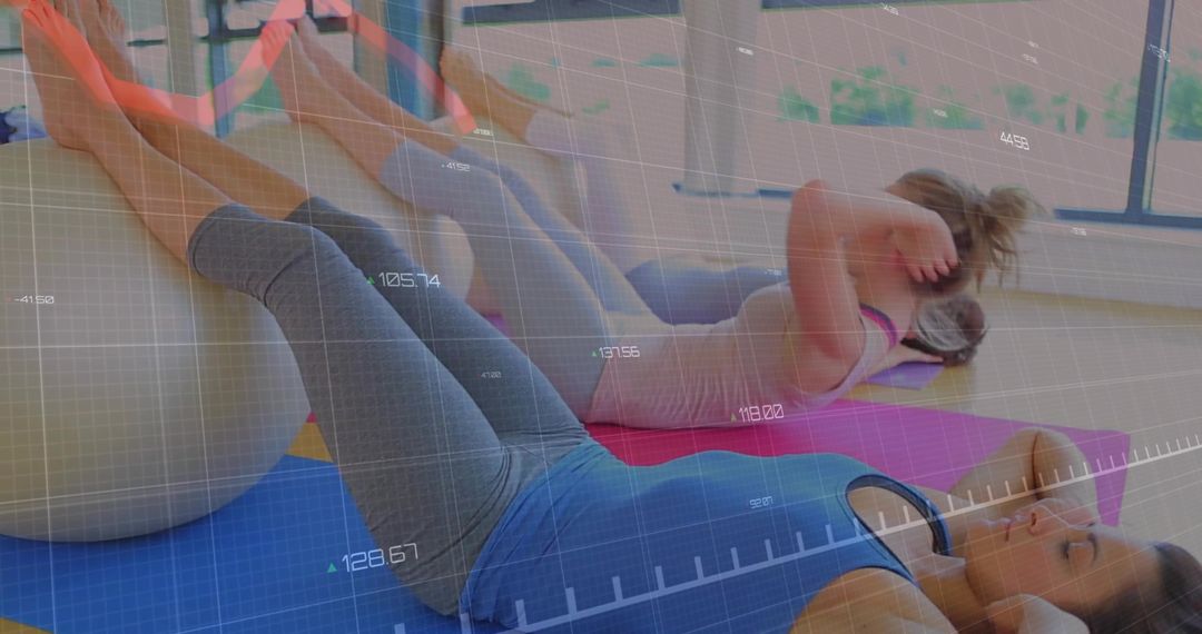 Group Fitness Class with Stability Ball Core and Leg Exercises