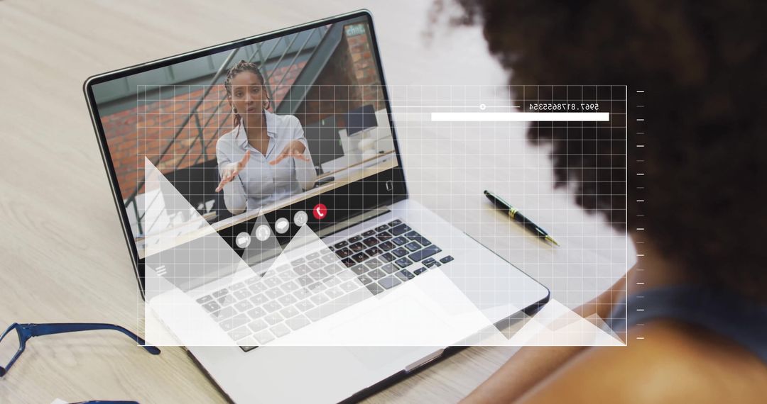 Virtual Meeting with Digital Data Visualization in Modern Office