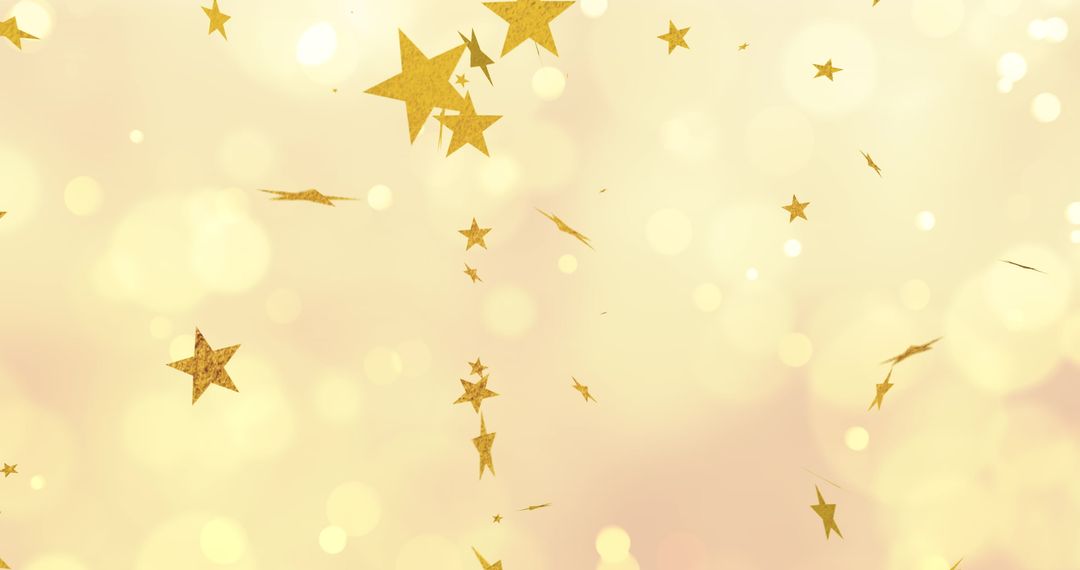 Golden Stars Floating in Ethereal Sparkling Light Background