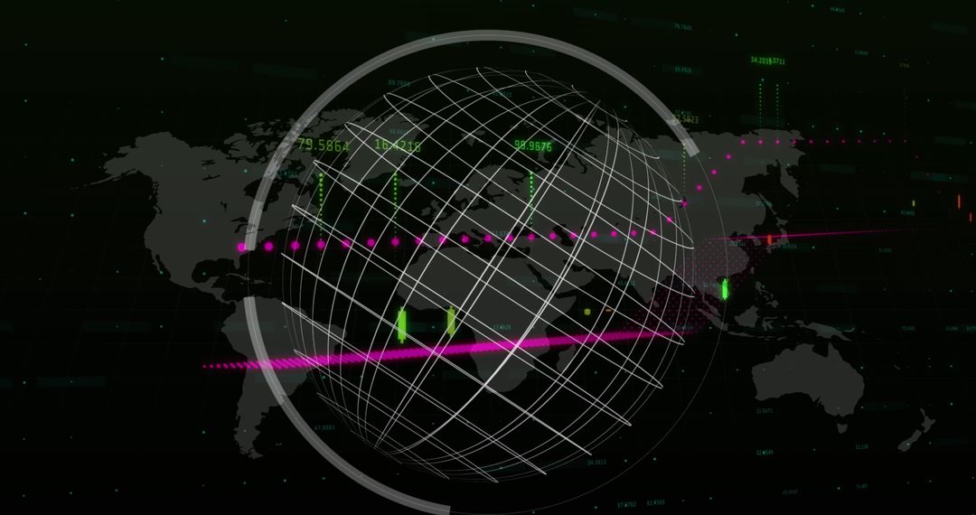 Digital World Map with Data Visualization Overlay