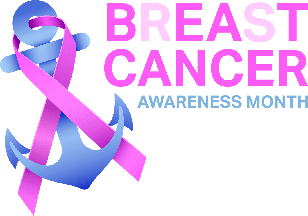 Transparent Pink Ribbon and Text for Breast Cancer Awareness Design