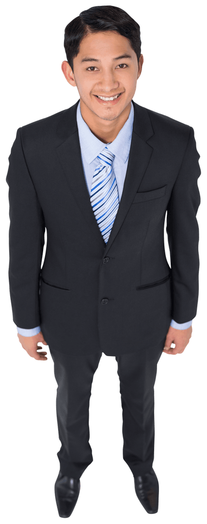 Smiling Asian Businessman Standing in Formal Suit with Transparent Background