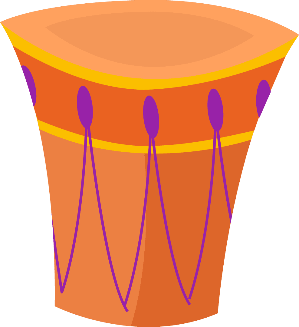 Colorful Artistic Drum with Transparent Background for Cultural Designs