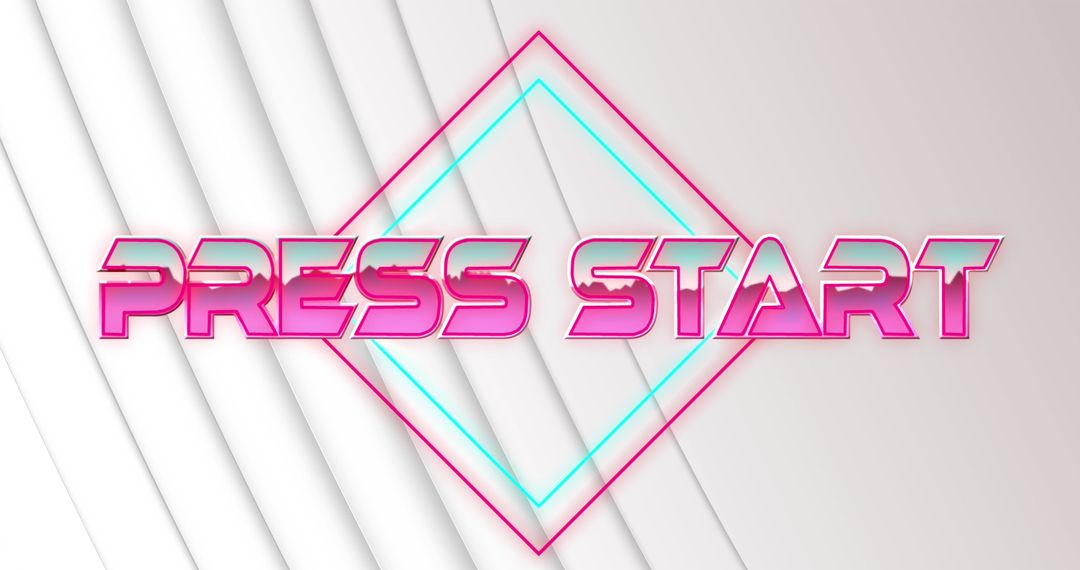 Futuristic Press Start Neon Text on Modern Abstract Background