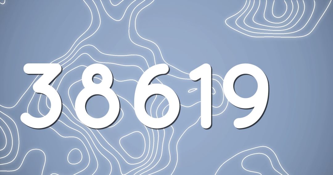 Abstract Digit Pattern with Topographic Lines on Blue Background