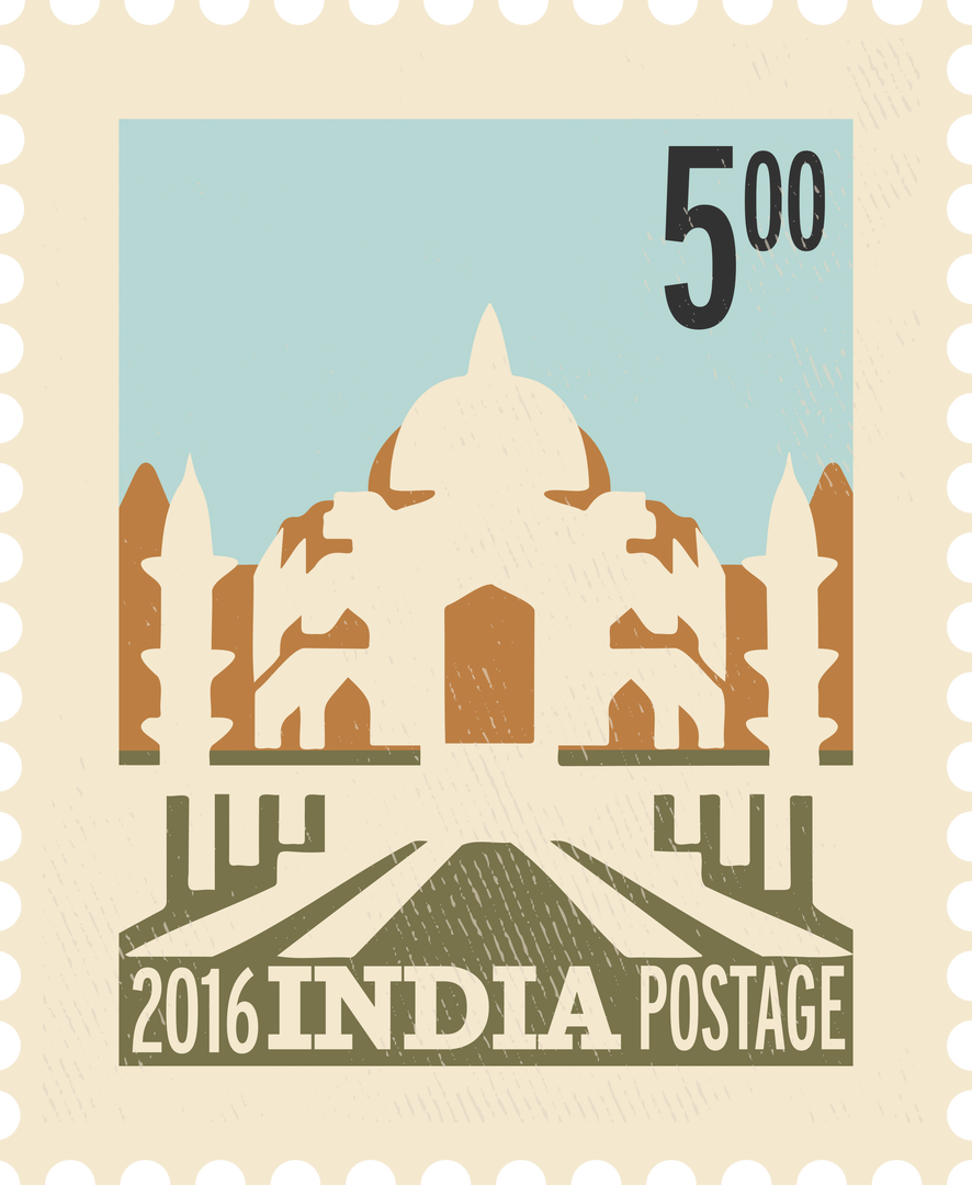 Vintage 2016 India Postage Stamp Illustration on Transparent Background - Download Free Stock Images Pikwizard.com