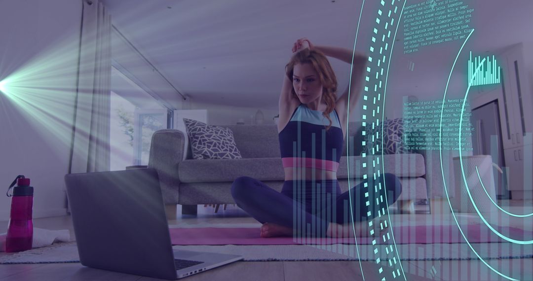 Virtual Fitness Session with Digital Data Overlay