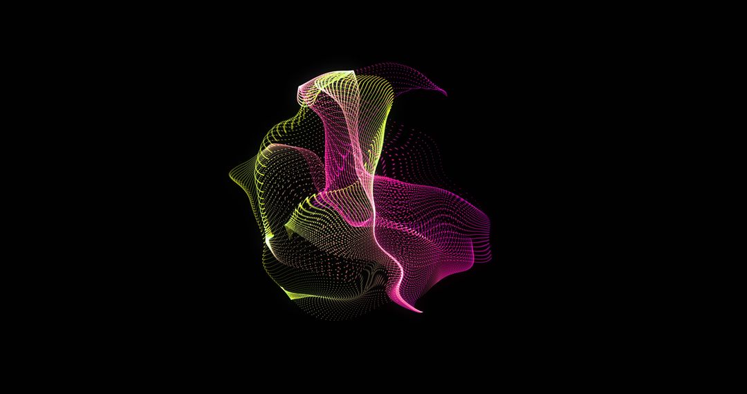 Colorful Digital Abstract Wireframe Design on Black Background