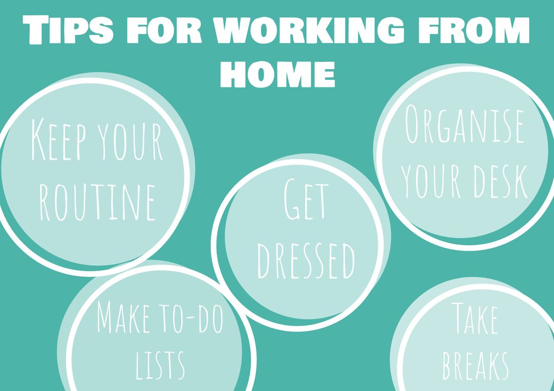Infographic Tips for Working from Home in Blue and White