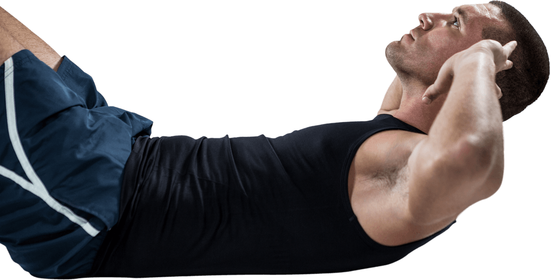 Transparent Athletic Man Performing Crunches to Boost Core Strength