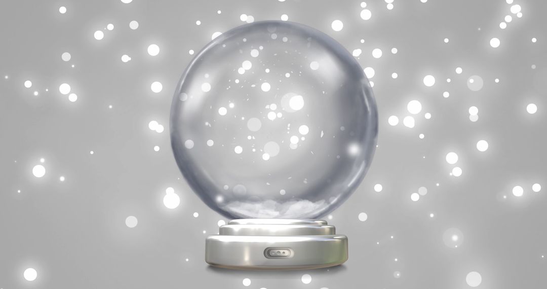 Sparkling Snow Globe with Falling Snowflakes as Holiday Decor