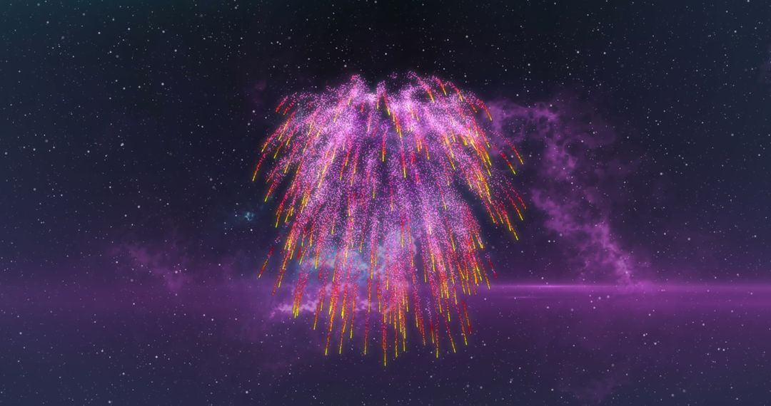 Vibrant Pink Fireworks Exploding in Night Sky Celebration