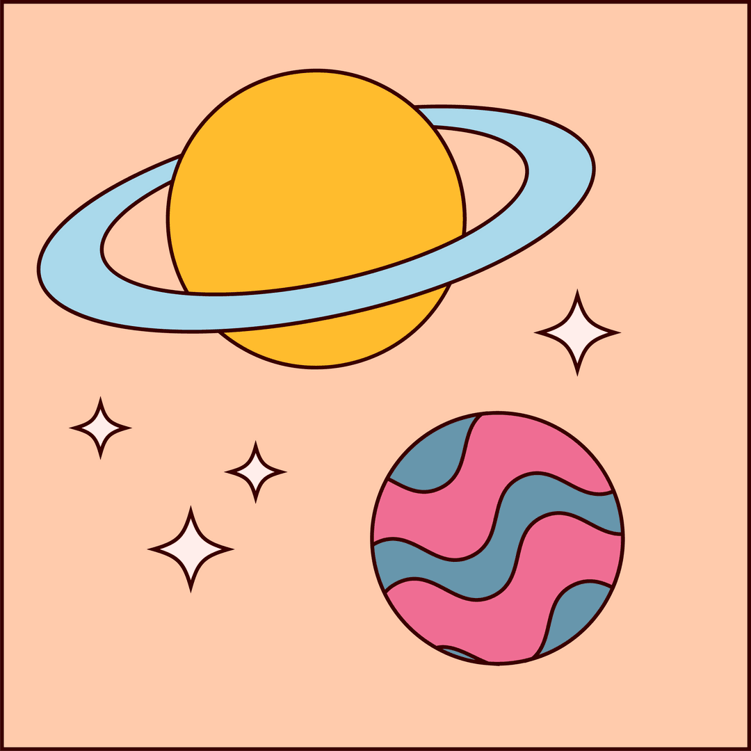 Colorful Cosmic Planets and Stars with Transparent Background