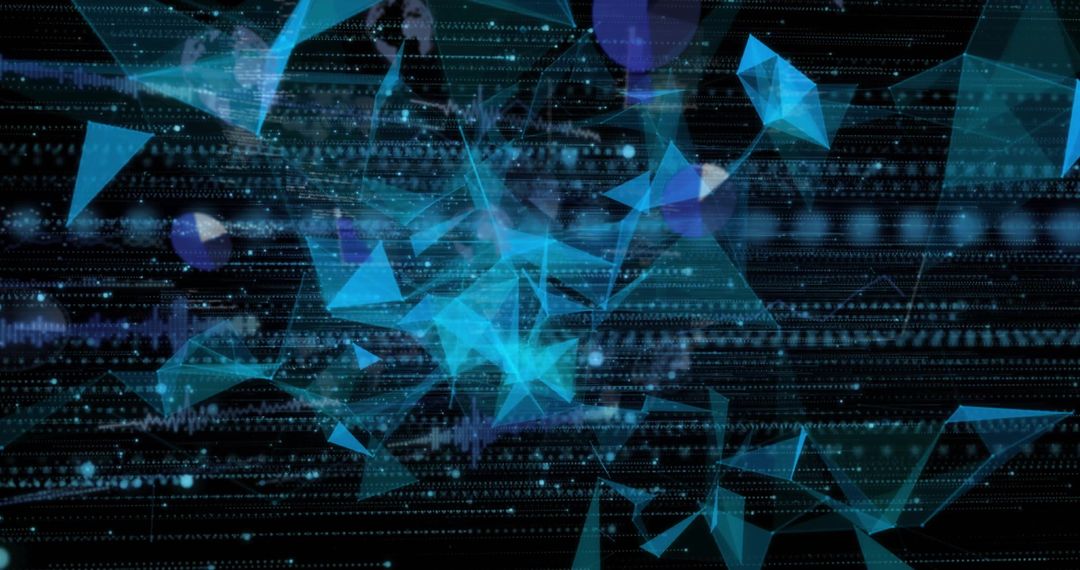 Abstract Digital Data with Blue Geometric Shapes