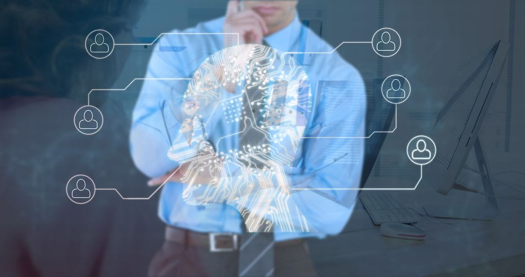 Businessman with Digital Brain Connection Network