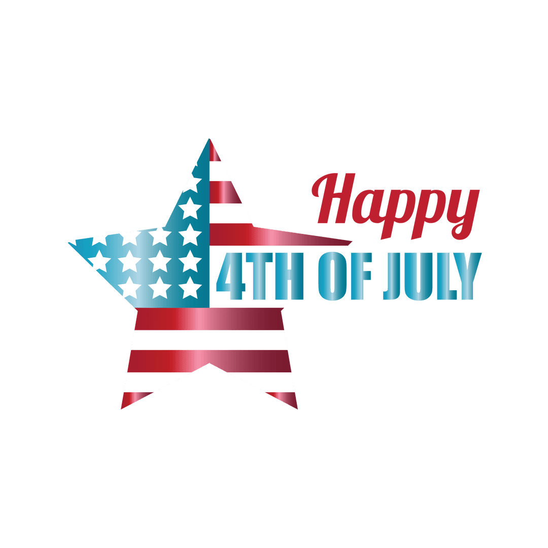 Transparent 4th of July Star with Patriotic Text Design