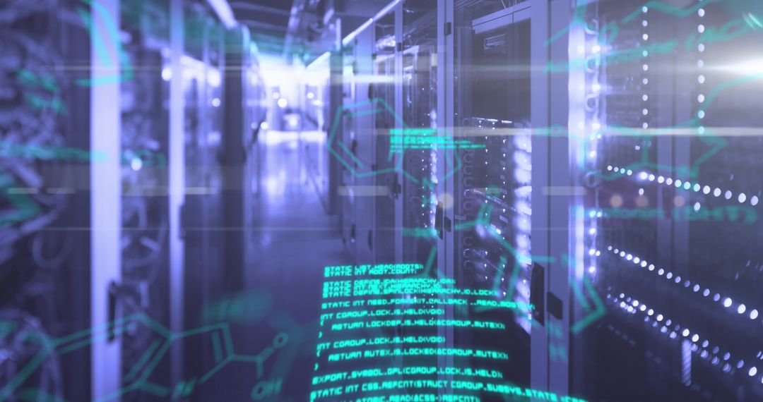 High-Tech Data Processing Center with Digital Elements