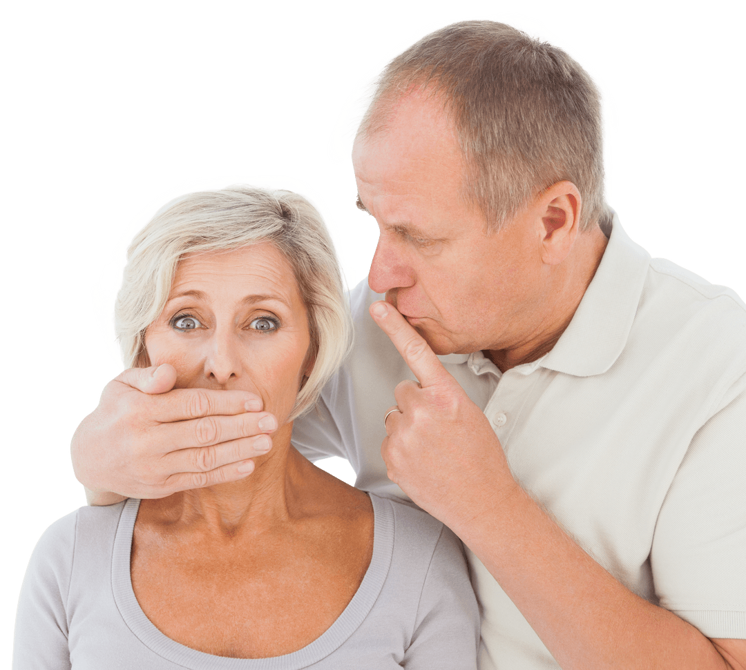 Caucasian Senior Couple in Emotional Transparent Expression