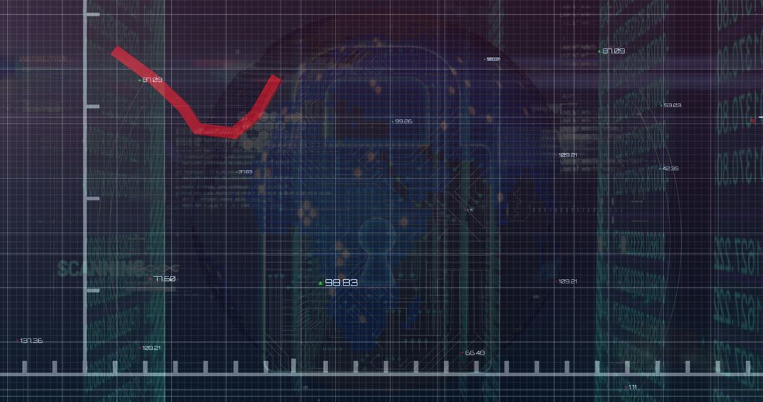 Digital security illustration with graph and binary codes