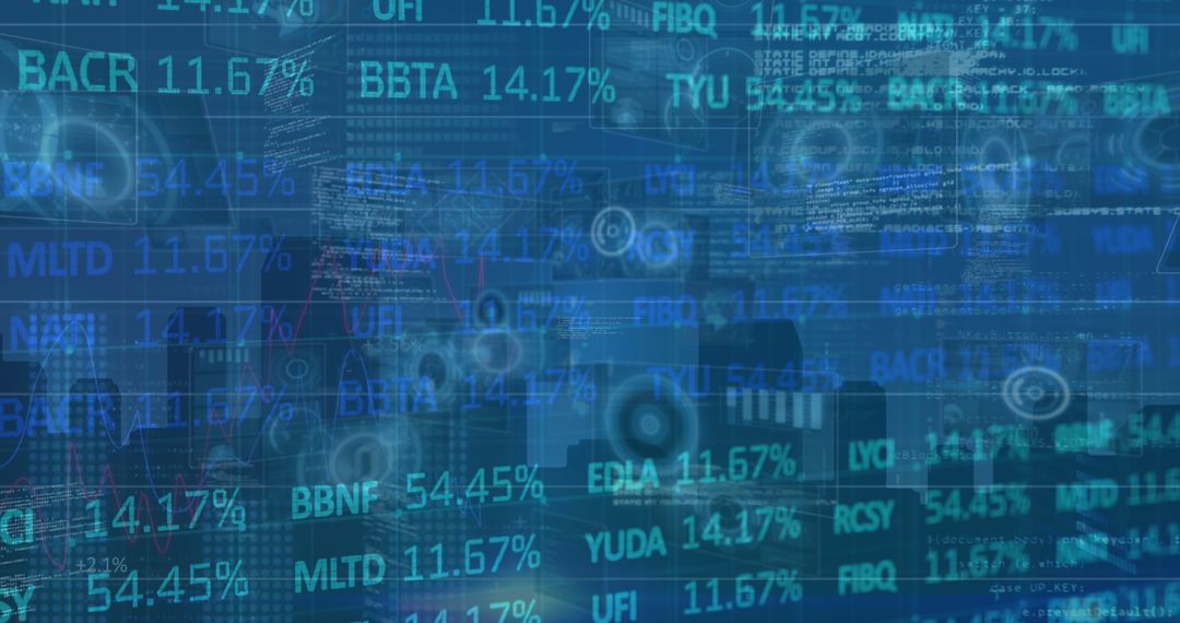 Digital Stock Market Data Overlaying Urban Cityscape
